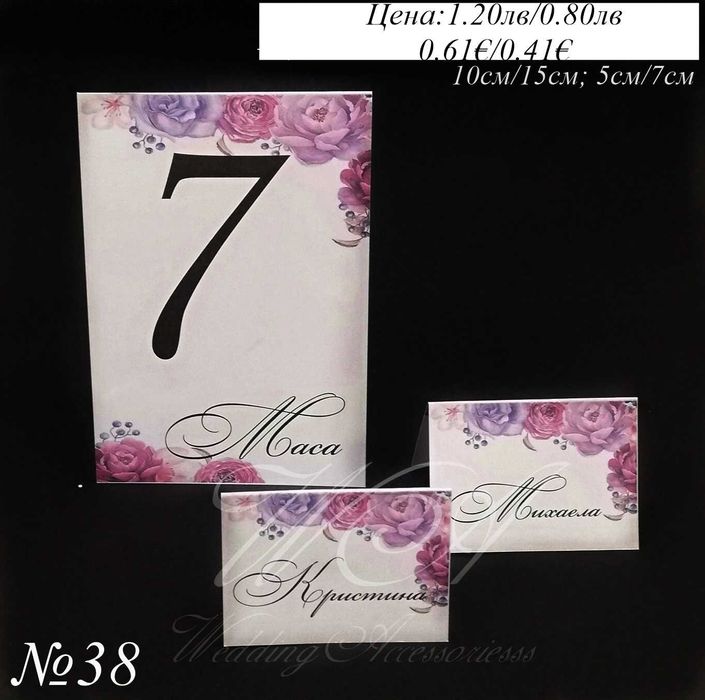 Номера за маси, Тейбъл карти с имена на гостите