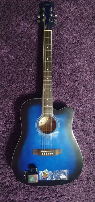 Vand set chitara acustica 41'' Smiger 4/4 Cutaway albastra cu husa
