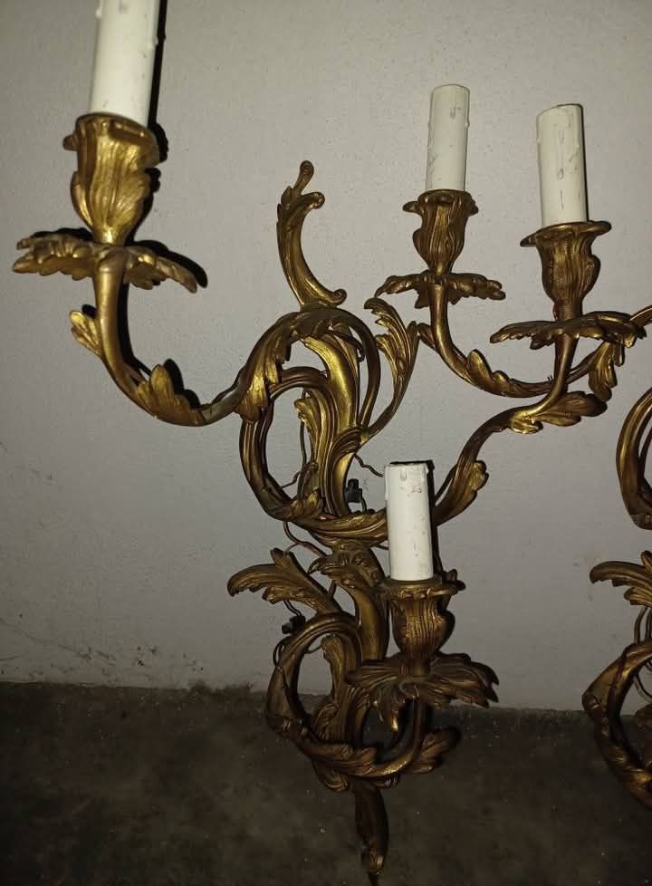 Pereche candelabru-aplica de perete, stil Rococò