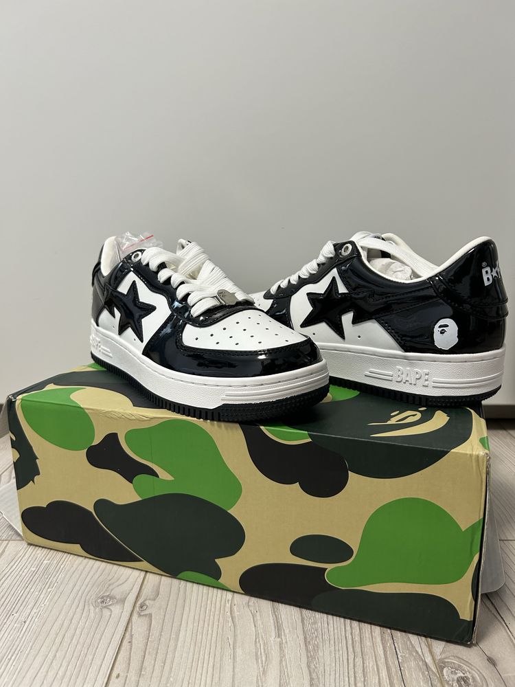 Adidasi Bapesta Alb Negru