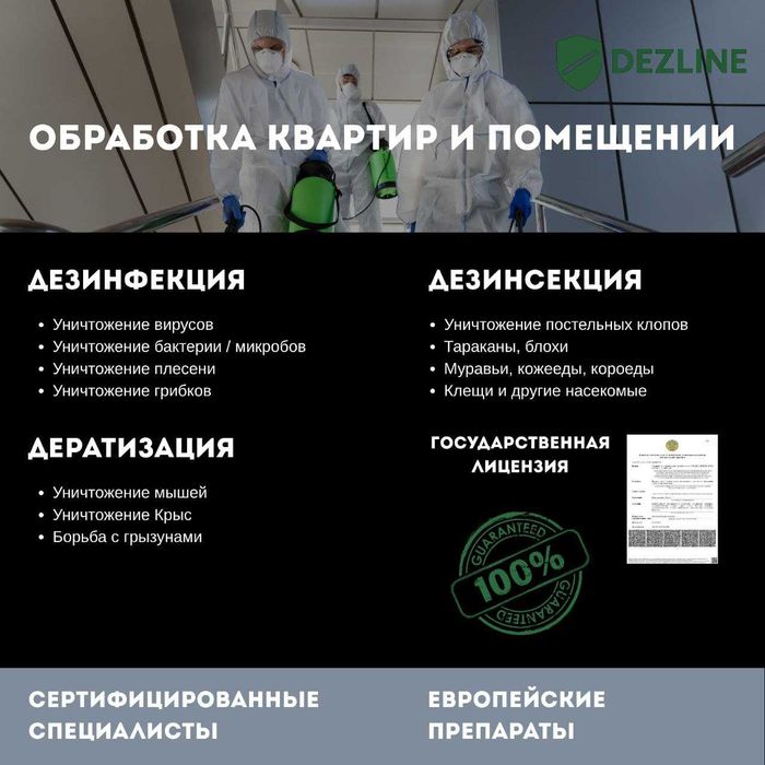 Дезинфекция Профессиональная от Клопов / Тараканов / Грызунов