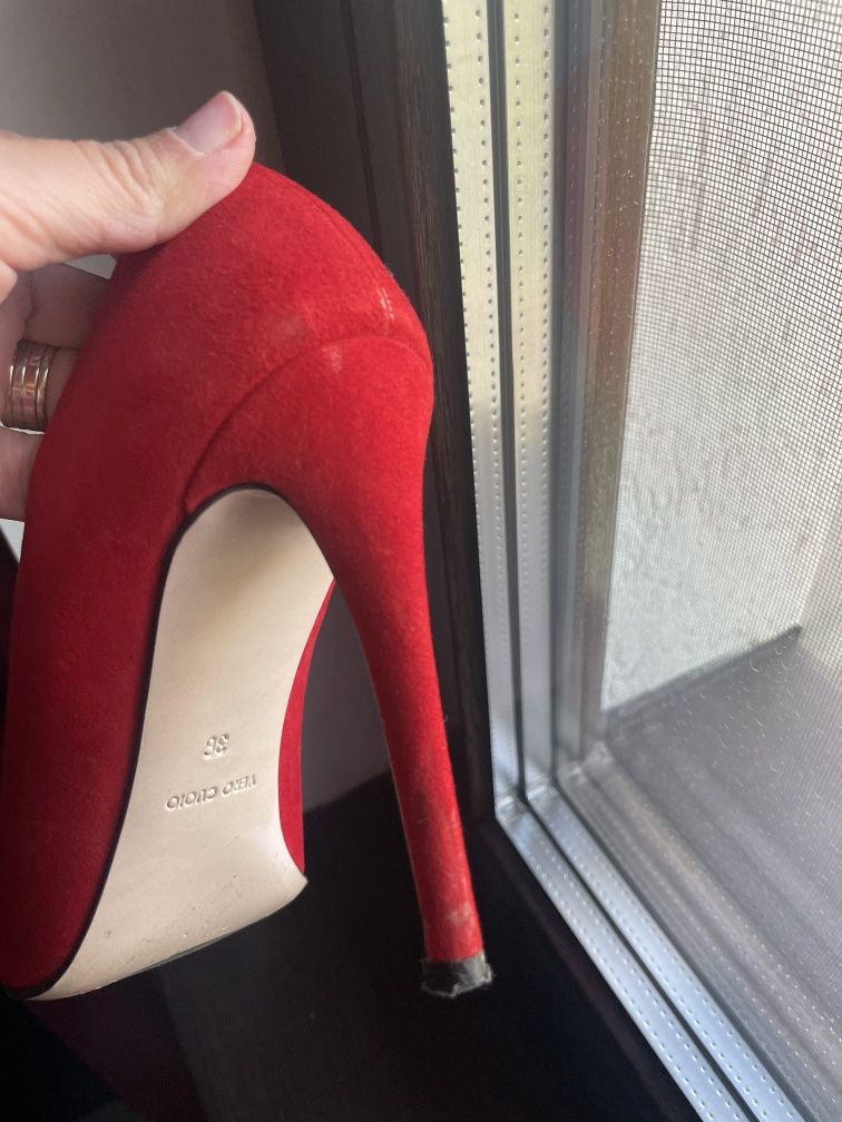 Pantofi 36, rosii, musette, piele