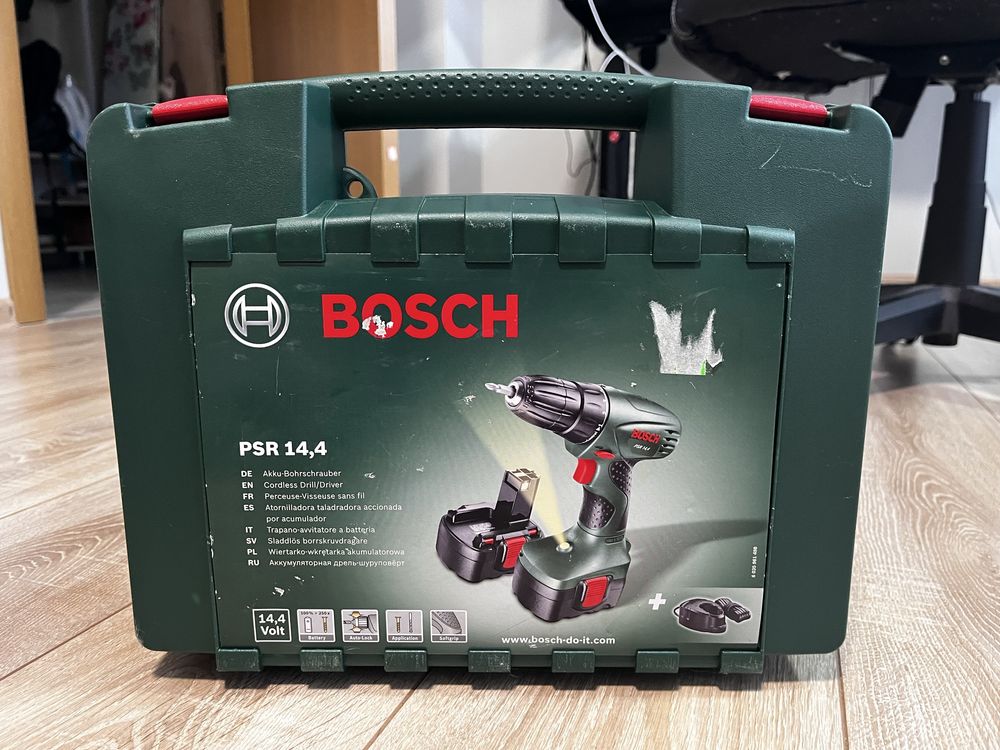 Винтоверт Bosch PSR 14.4 • Пълен комплект • Надежден винтоверт за дома