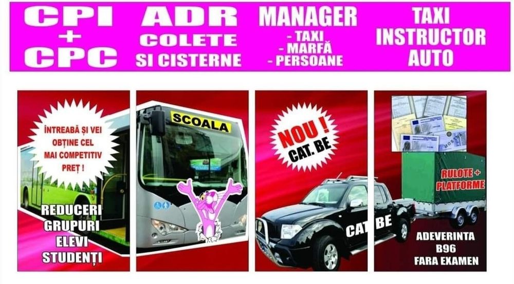 ScoaladesoferiPinkCraiova toate categoriile&atestate&B1 la 16 ani