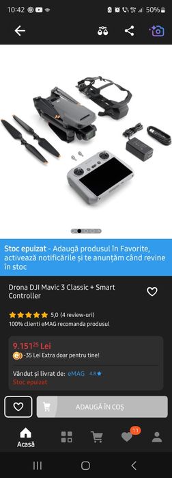 Drona DJI Mavic 3 Classic cu telecomanda , 5.1K, 20MP