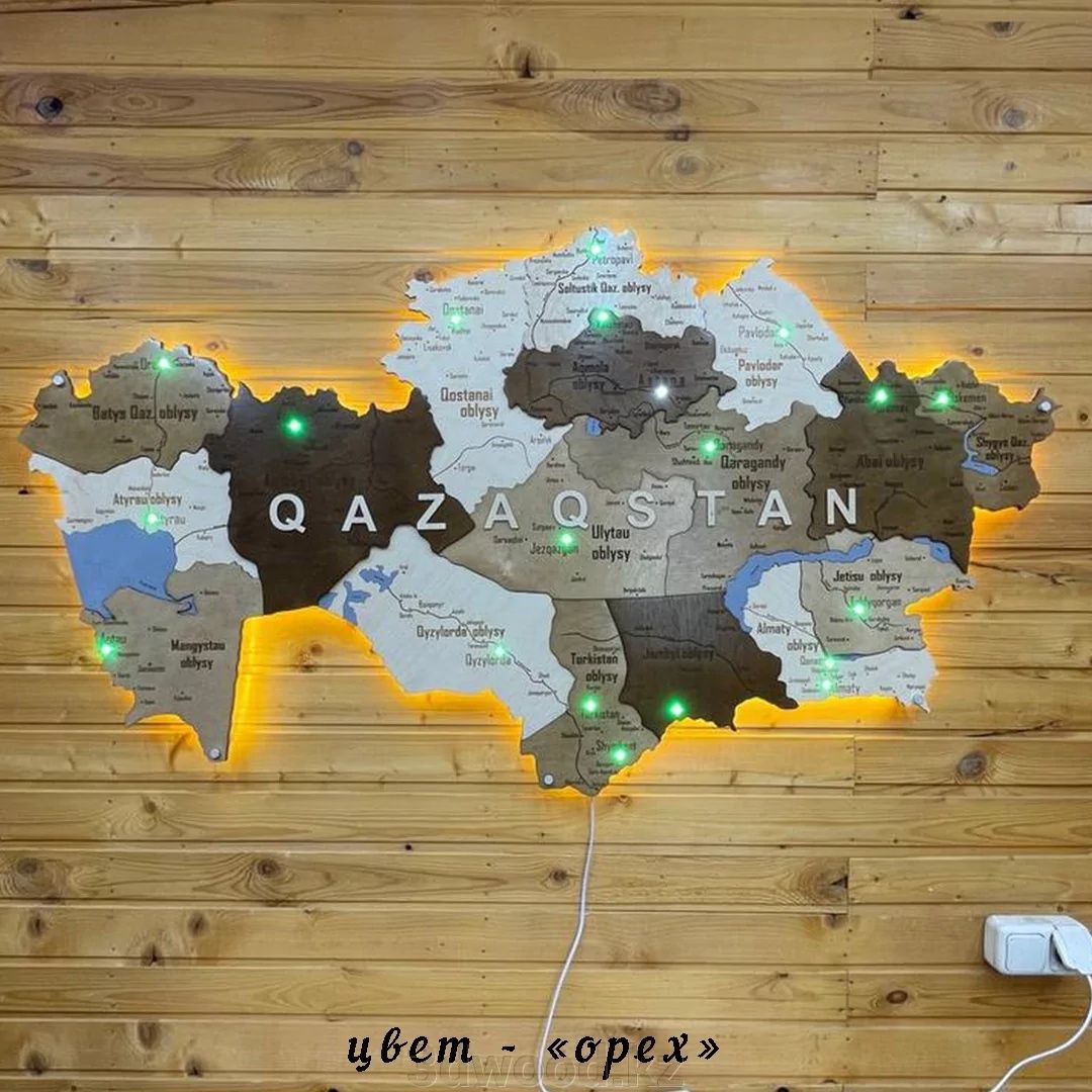 Карта из дерево, карта Казахстана, карта мира из дерева