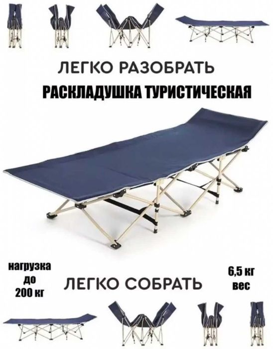 Раскладушка 64х190 см , синий RED/0-0-24