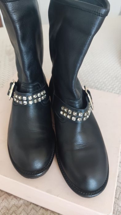 Pinko Разкошни кожени боти Оригинални с подарък кожена чанта