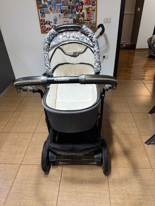 Vând Carucior Kraus 3 in 1 Clasic Grey Turqois utilizat