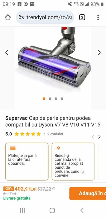 Cap de perie pt aspirator Dyson.