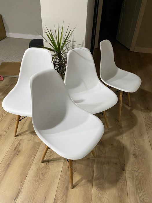 Set 4 scaune dining Scandinav pentru bucatarie, alb