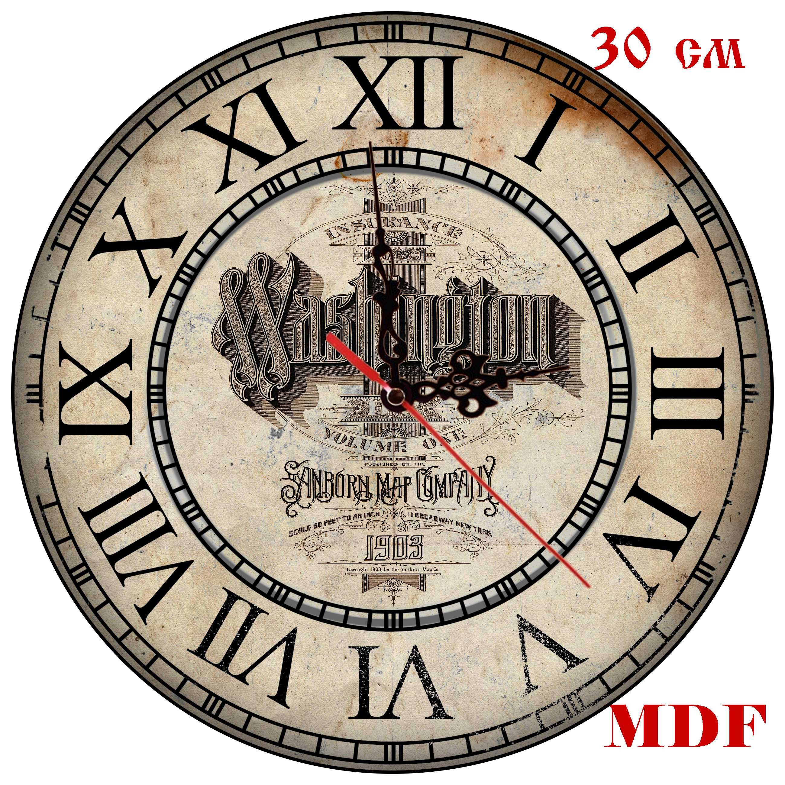 винтидж дизайн 30см МДФ стенен часовник