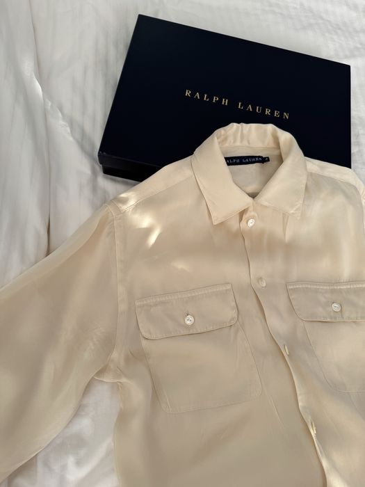 Cămașă Ralph Lauren din mătase naturală mărime S crem