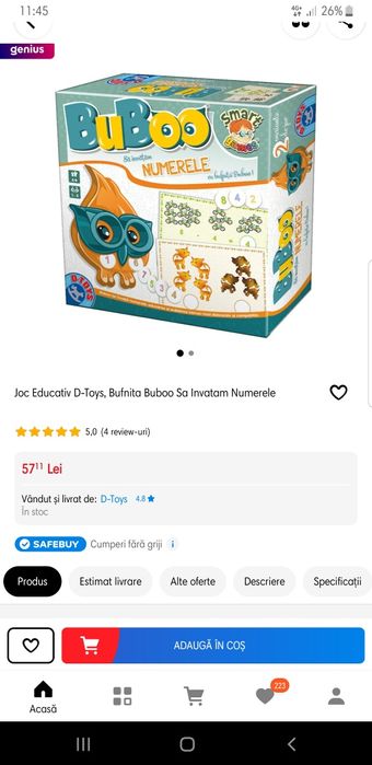 Joc educativ D-toys, sa invatam numerele cu Bufnita Buboo