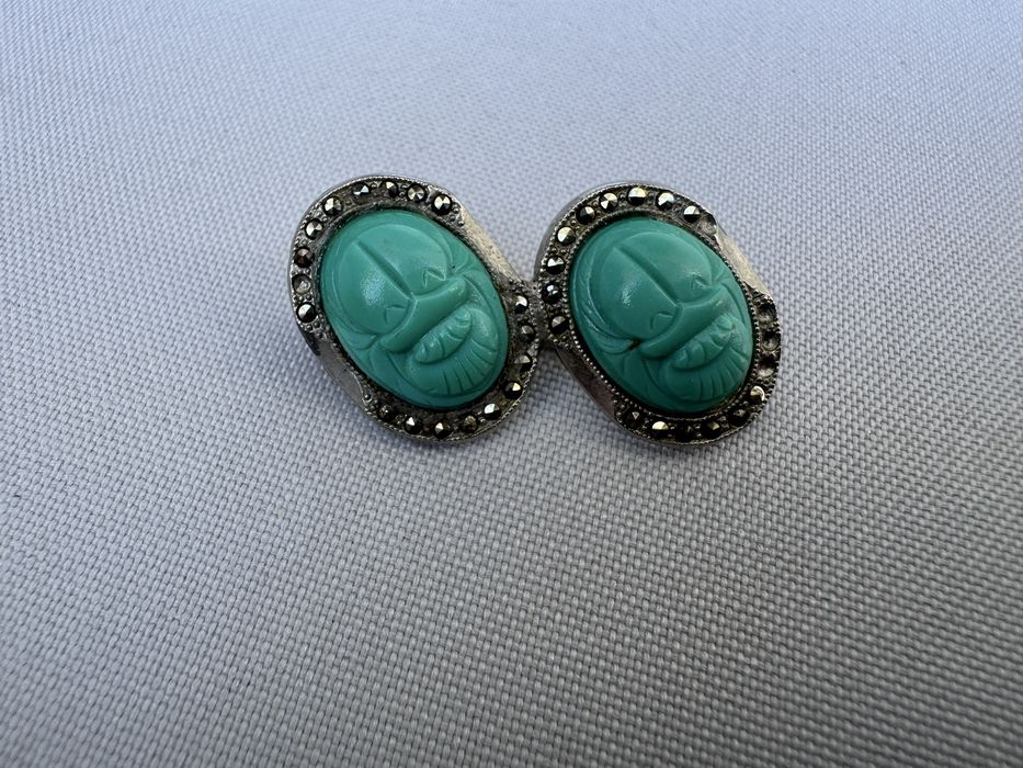 Brosa din argint, tircoaz si marcasite