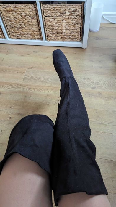 Cizme lungi peste genunchi, 39, catifea, noi