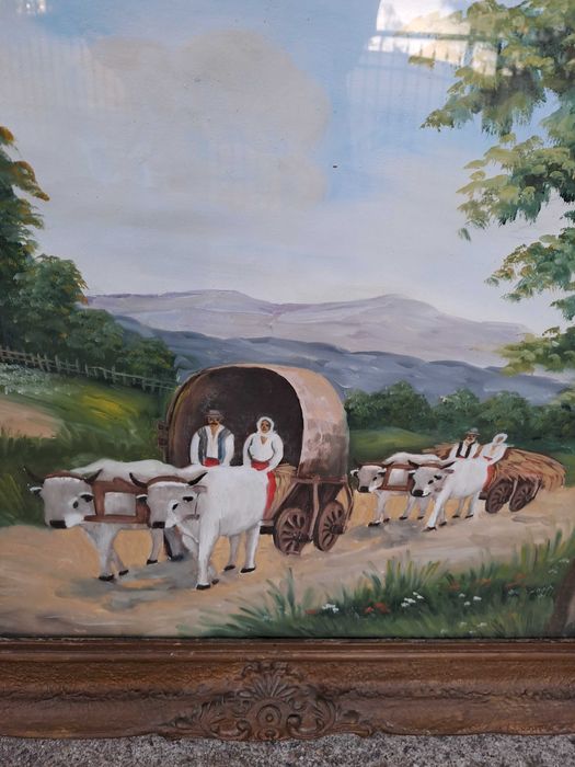 tablou vechi pictura pe lemn 82/62 cm reproducere I Dobosariu