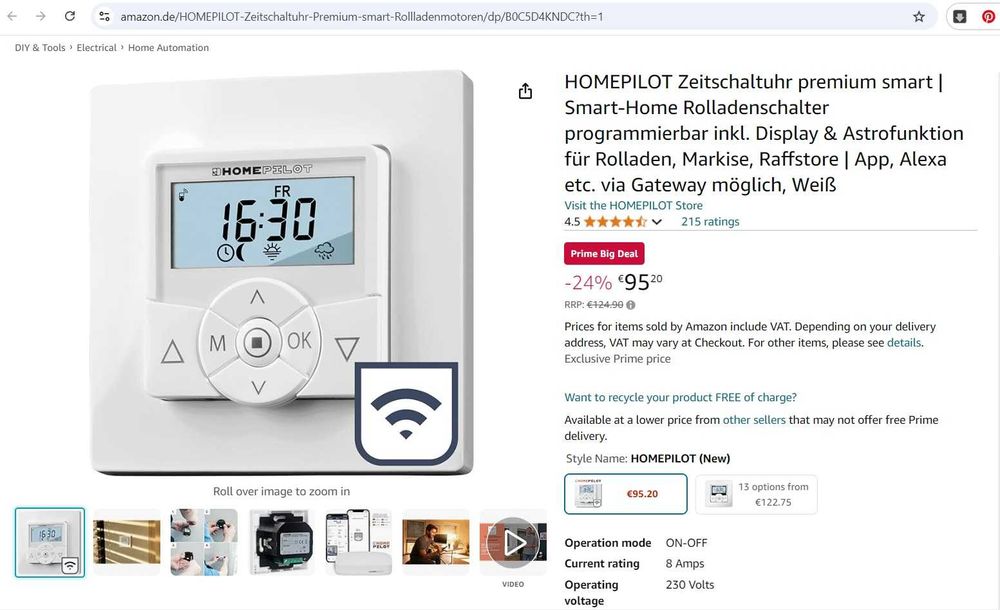 Comutator pentru rulouri Smart-Home HOMEPILOT timer premium smart