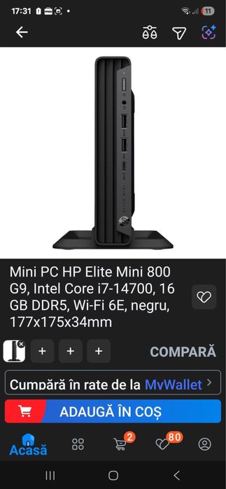 Desktop Pc Hp Elite mini G9 I7 nou