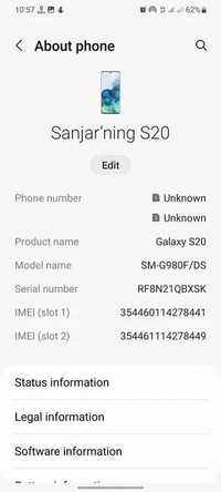 Samsung gallaxy S20  8/128 obmen bo