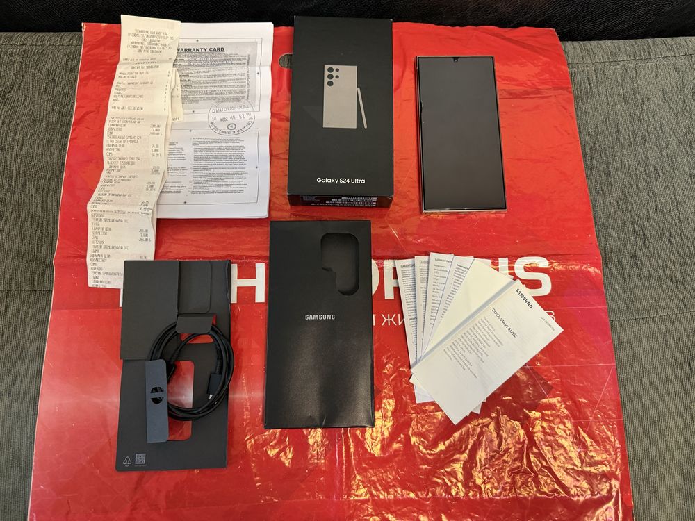 КАТО НОВ 512GB Samsung S24 Ultra 12GB Гаранция Technopolis до 2026