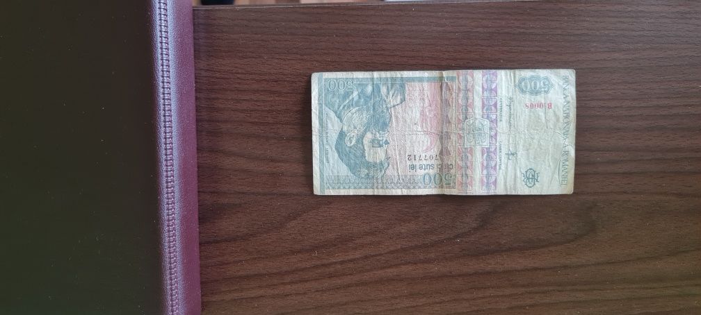 Bancnota 500 Brancusi filigran fata