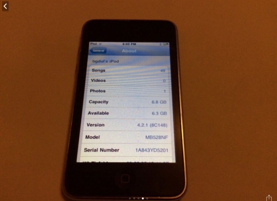 Ipod Touch Gen a II a 8 Gb model A 1288