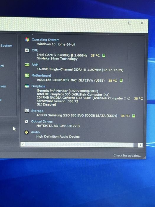 Asus Gaming 17,3” Full HD• Procesor i7-6709HQ• 16gb ram• SSD 512• GTX