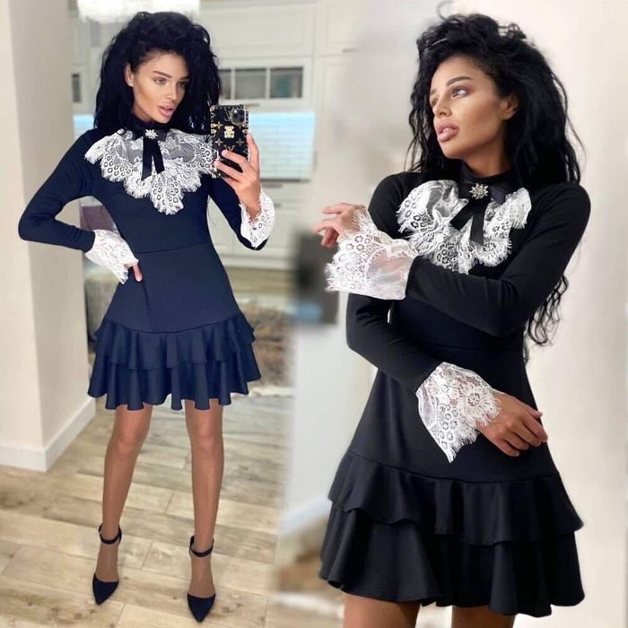 Черна рокля с дантела, размер М