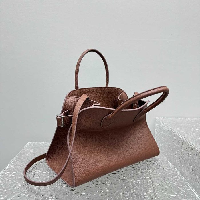 Geanta The Row Margaux 12, maro, 32cm, negru, tip Premium