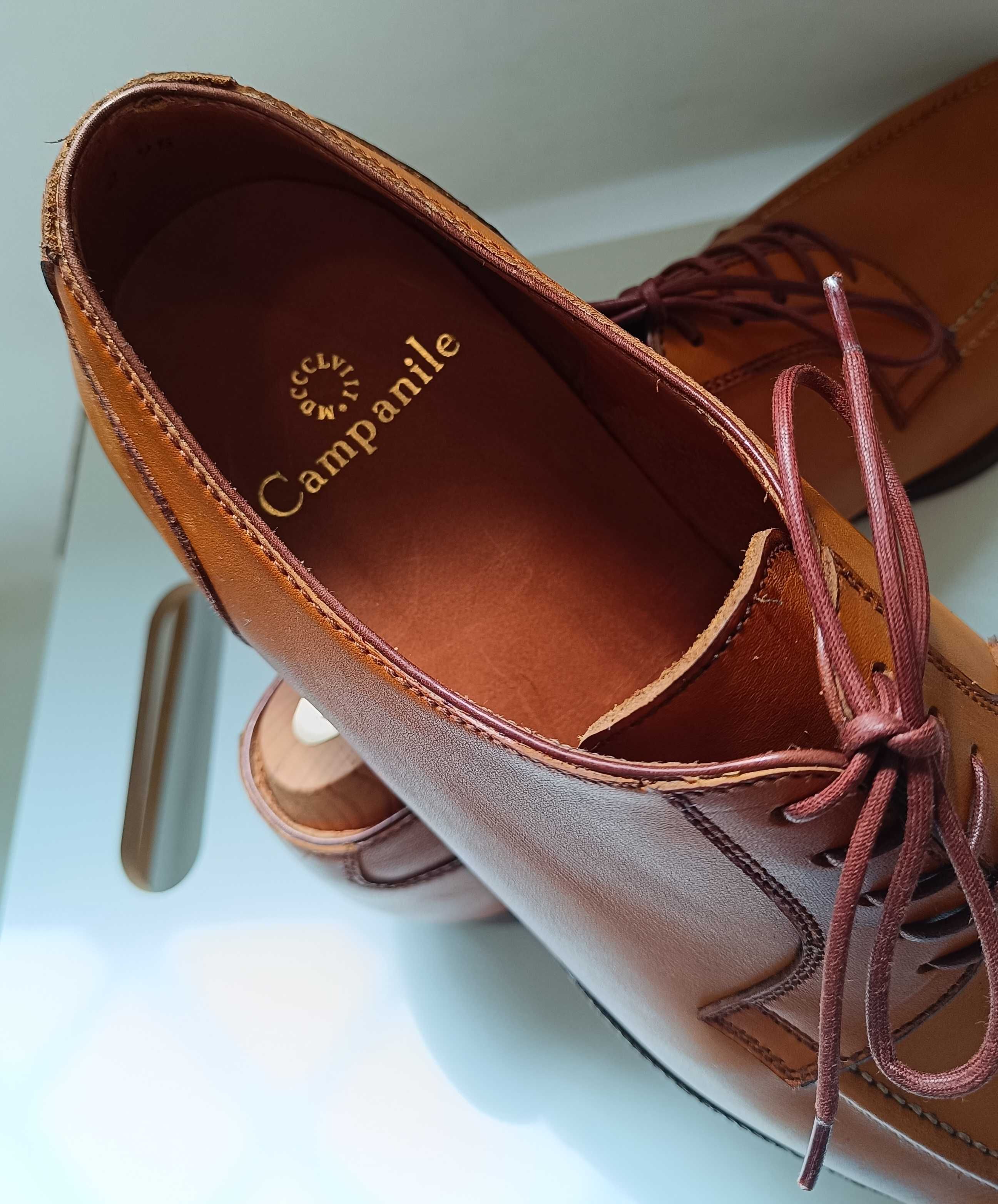 Pantofi derby 40.5 41 split toe de lux lucrati manual Campanile NOI