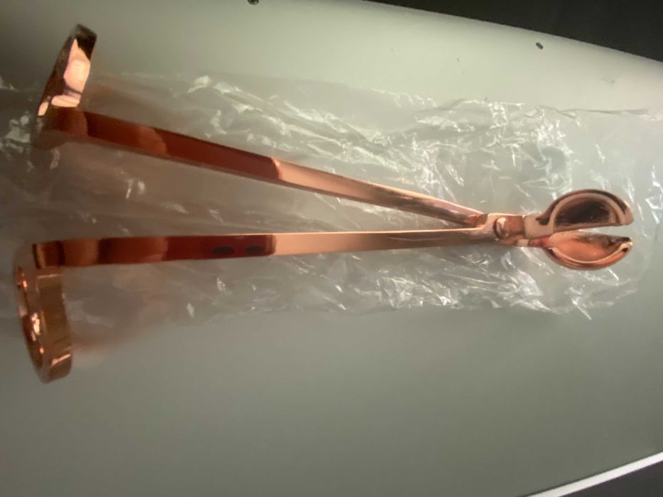 Foarfeca pentru taiat fitilele lumânărilor, nou, inox, gold rose