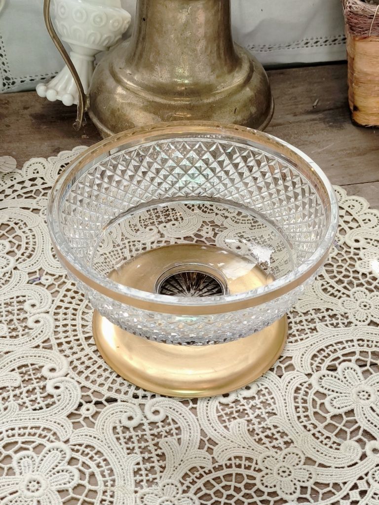 Кристален комплект купа и свещник