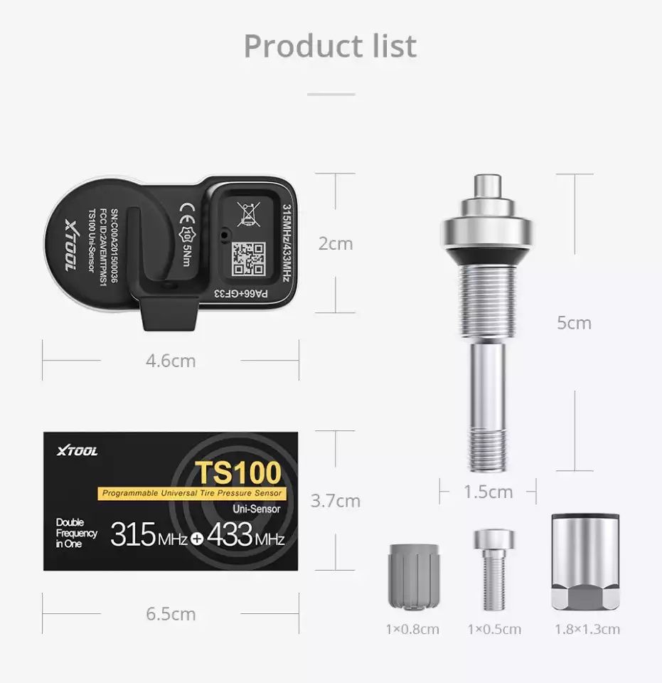 Универсальные датчики TPMS (давление шин) Xtool 433МГц+315МГц