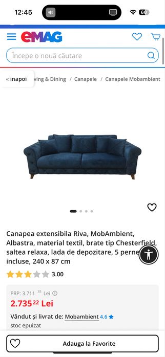 Vand canapea Riva
