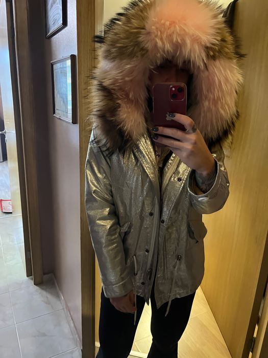 Уникално дамско якенце естествен косъм и подплата