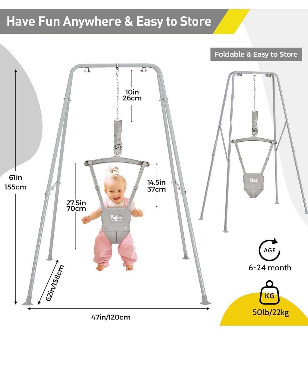 Бънджи за бебе - FUNLIO Baby Door Hopper with Stand for 6-24 Months