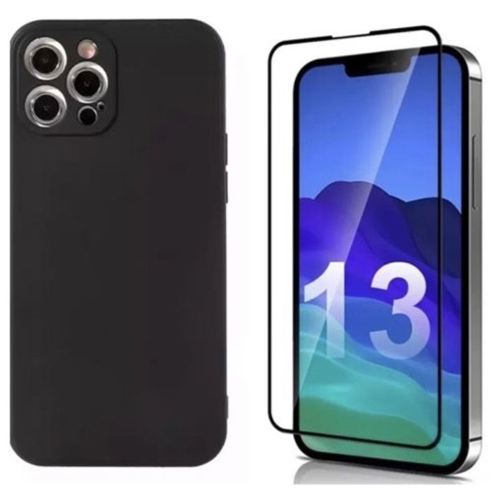 Husa Dust Case Silicon si Folie Sticla Curbata Iphone 13/14/PRO/MAX