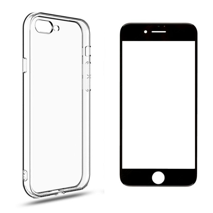 Pachet Full Husa Silicon si Folie Sticla Curbata 6D 11D Iphone 8