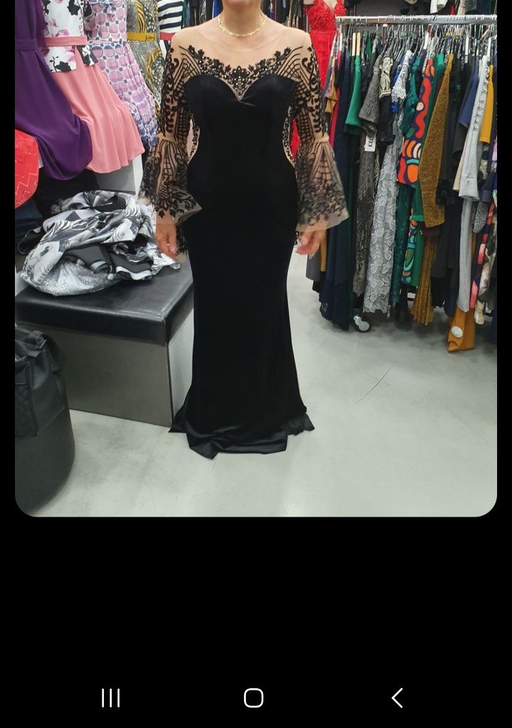 Rochie din catifea cu inserții de catifea