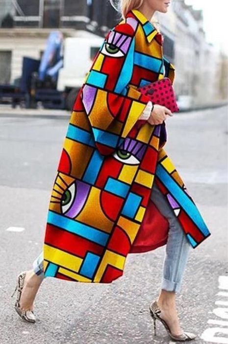 Palton multicolor primavara toamna