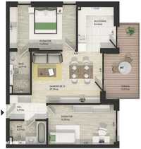 Apartament de 3 camere, 70 mp, terasa 12 mp, semifinisat, Zona Marasti