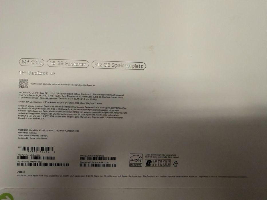 Apple MacBook Air 13",M4, 16/512GB Nou, Sigilat