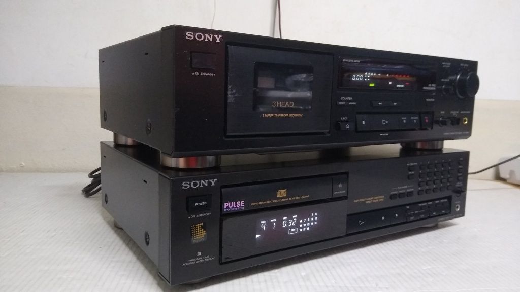 Deck Sony TC-K490 3 capete + cd player CDP-591