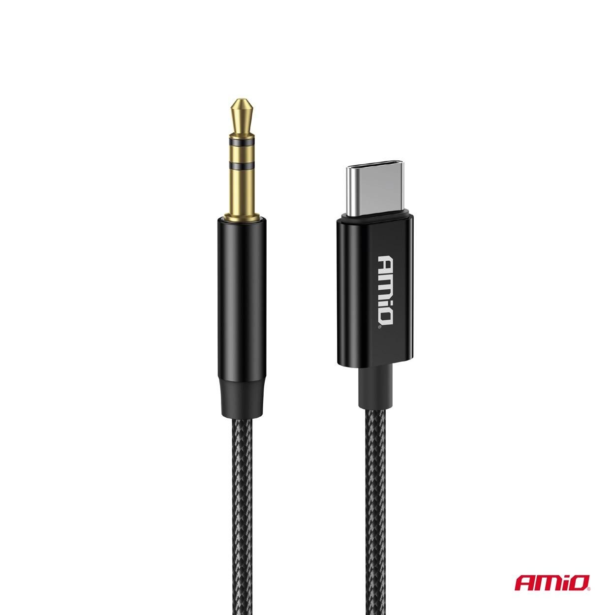 Usb-c към aux мини жак 3,5 мм 1 м аудио кабел amio-04294