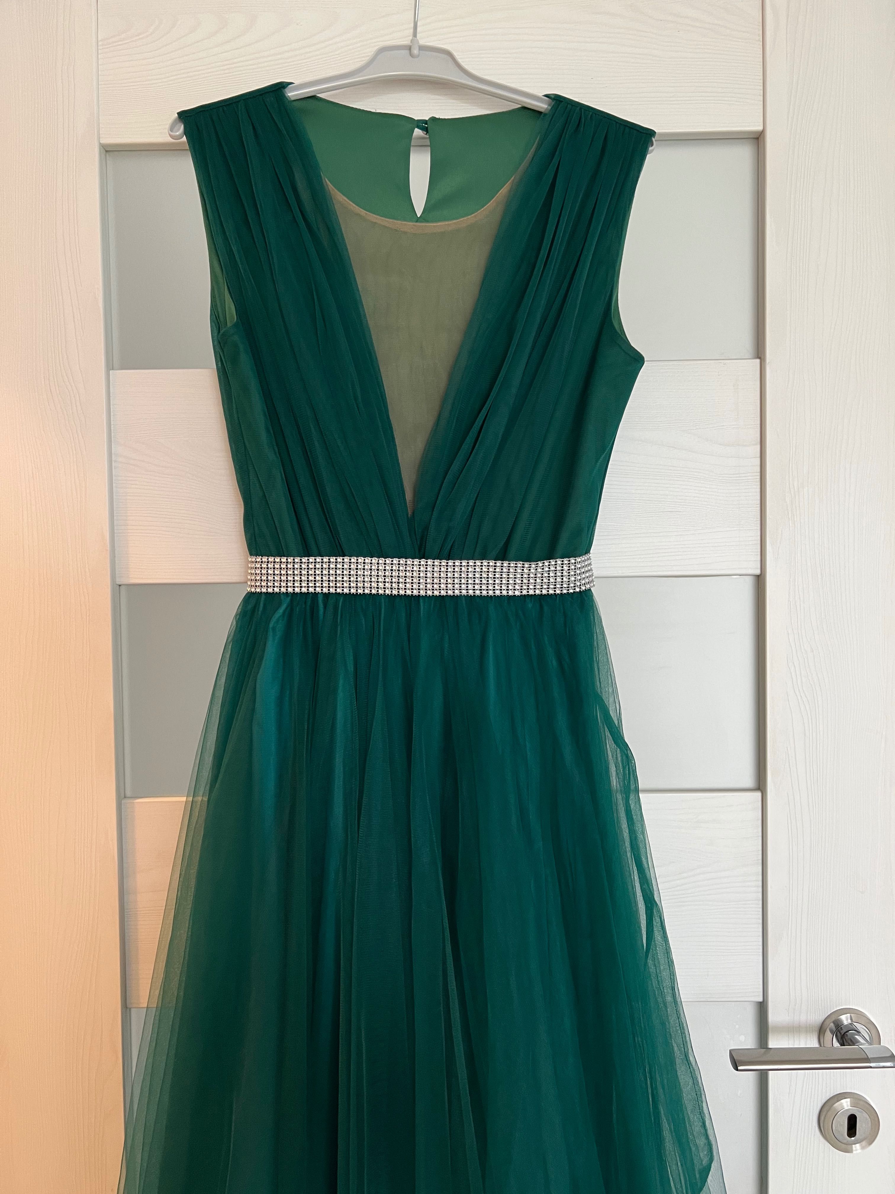 Rochie de ocazie din tulle (Verde-smarald)