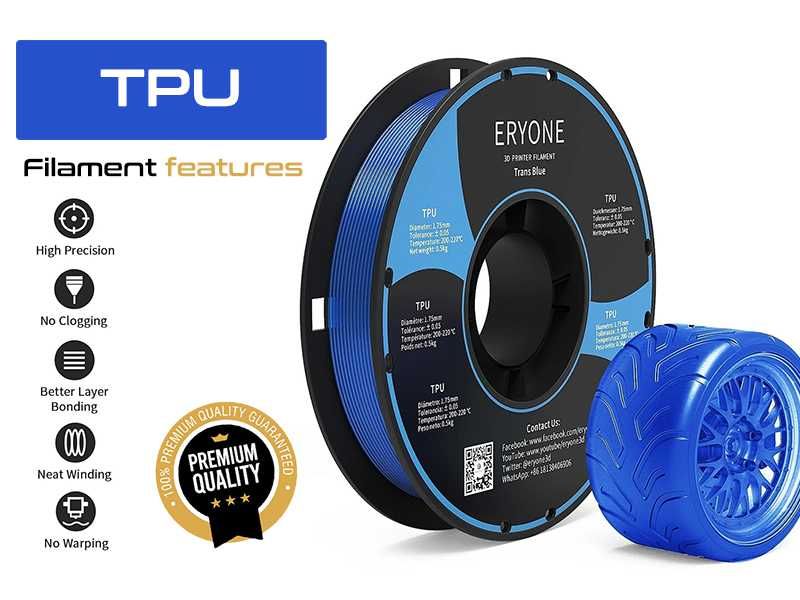 TPU Filament, ТПУ Филамент, (Гумена Нишка) за 3Д Принтер