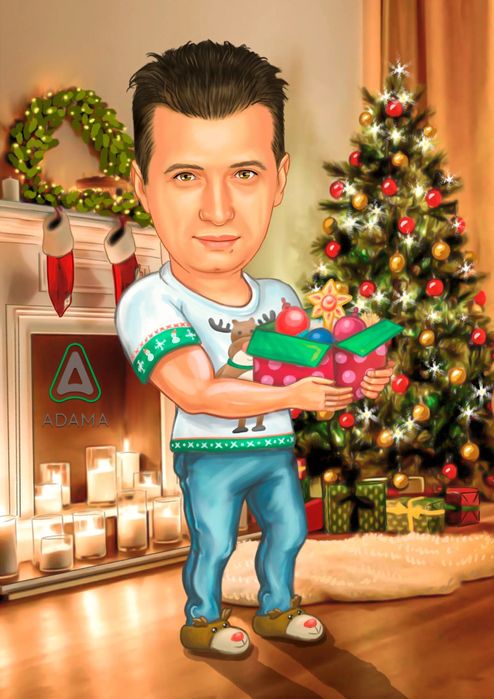 Коледен Подарък Карикатура по Снимка-Перфектният Подарък за Празниците