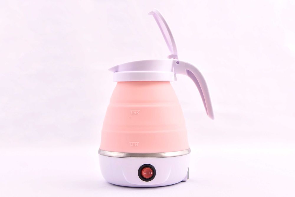 Cana electrica pliabila, fierbator, 600ml, travel, 600W, silicon, Roz