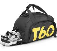 Спортен сак и раница Т90 2в1 за фитнес пътуване с отделение за обувки